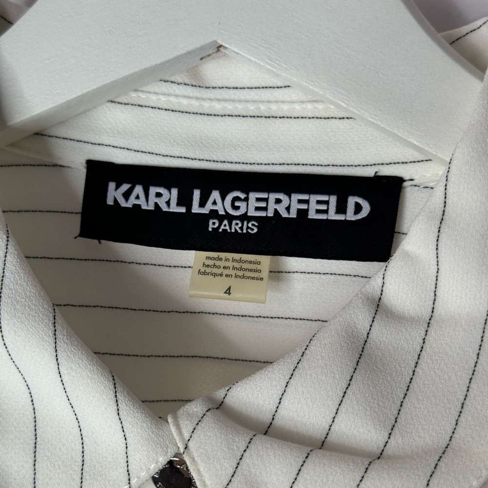 KARL LAGERFELD PARIS Women's Striped Tie-Front Shirtdress - Picture 10 of 14